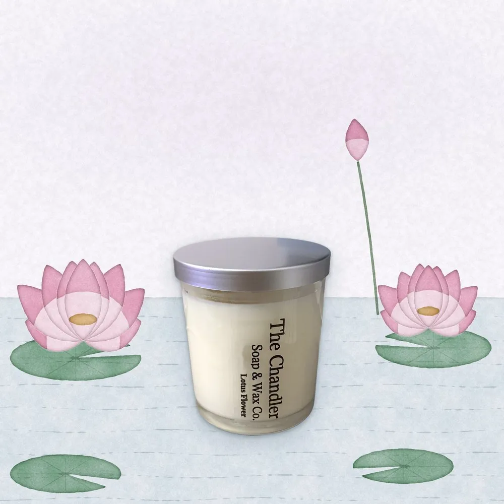 Lotus Flower candle with watercolour lotus flowers